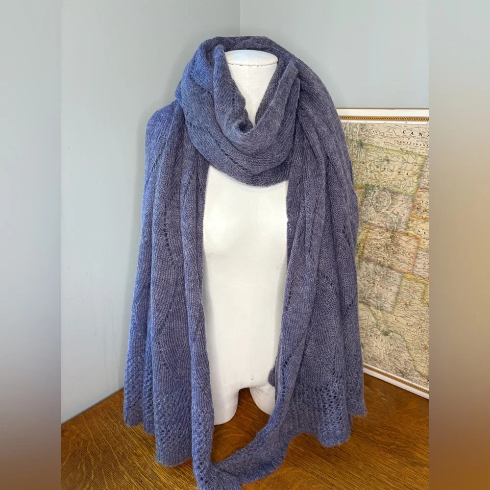 Nardi & Tagliaferri Luxury Mohair Wool Blend Scarf 28”x 84” Shawl Wrap - Picture 7 of 16